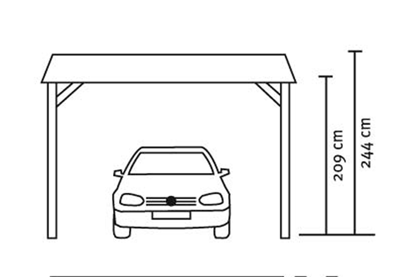 Skan Holz Walmdach-Carport Spreewald, Nadelholz, 396 x 589 cm, imprägniert, rote Blende