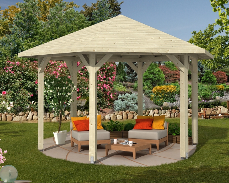 Skanholz_Pavillon_Nancy_Groesse_3UJA37JUOUDtyp Abgebildeter Fußboden, Gartenmöbel und Dekoration nicht im Lieferumfang enthalten.