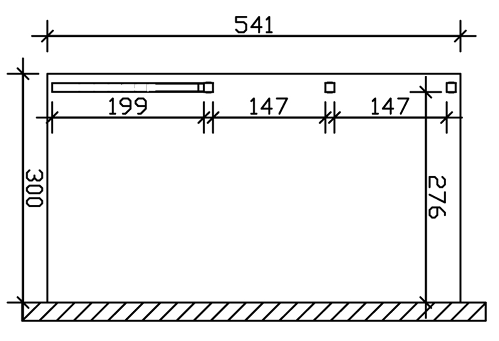 Skan Holz Wandanbau-Carport Eifel, Leimholz, 541 x 300 cm, 16 mm Doppelstegplatten