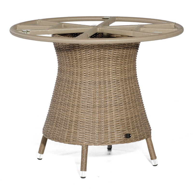 Sonnenpartner Tisch Base-Polyrattan rund, Aluminium / Kunststoffgeflecht rustic-stream, Ø 100 cm