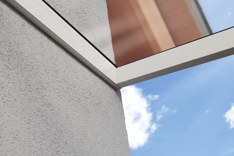 Skan Holz Aluminium-Terrassenüberdachung Modena 434 x 357 cm, weiß, Verbund-Sicherheits-Glas