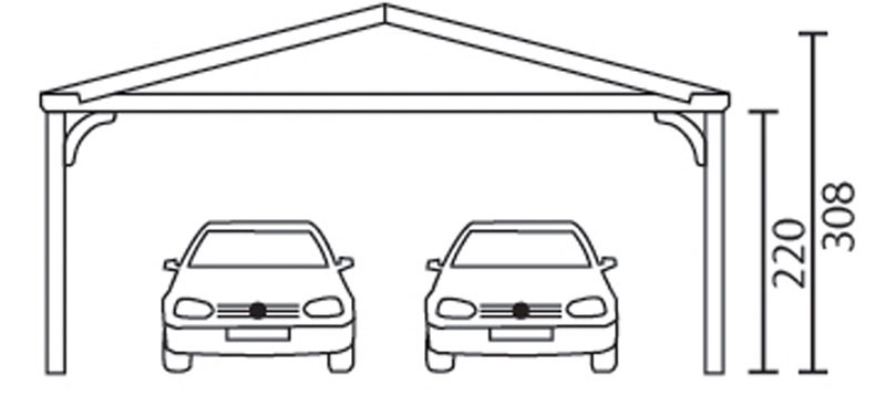 Skan Holz Satteldach-Carport Westerwald, Leimholz, 570 x 648 cm, gerade Kopfbänder