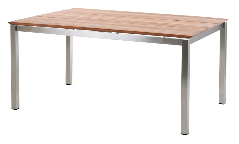 Diamond Garden Tisch San Marino, Edelstahl/3 Planken, Recycled Teak Natur, 160 x 100 cm