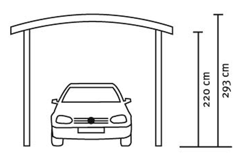 Skan Holz Bogendach-Carport Franken, Leimholz, 376 x 755 cm, Doppelstegplatten