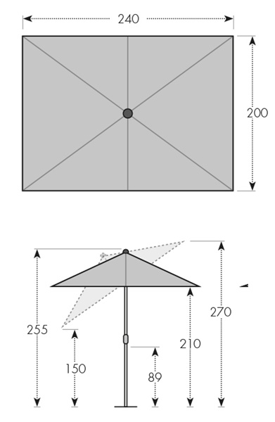 Sonnenschirm Derby Basic Lift neo 250 x 200 cm