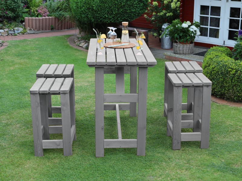 Promadino Barlounge Summer 4 Hocker + 1 Tisch, grau