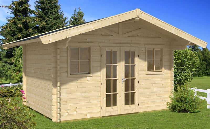 Skanholz_BBH_Davos_1 Skan Holz Gartenhaus Davos 1, 380 x 300 cm, 45 mm, unbehandelt