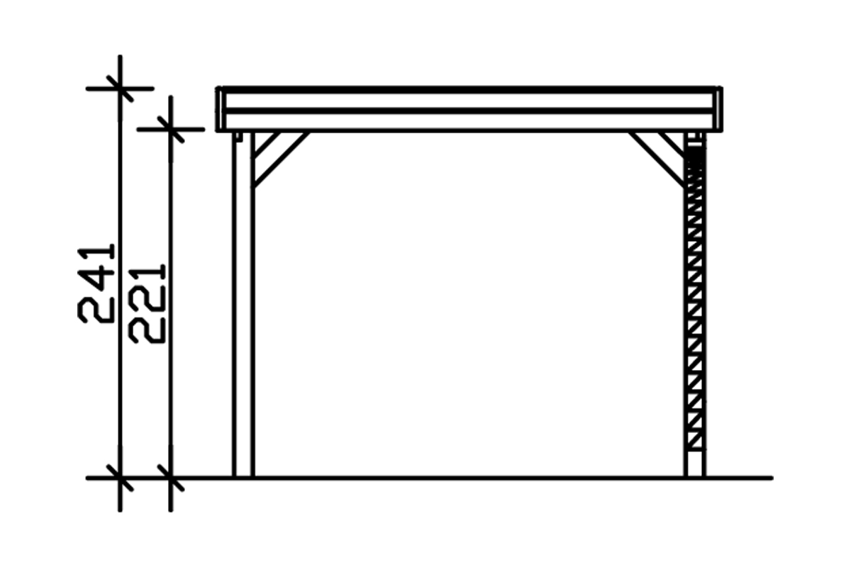 Skan Holz Flachdach-Carport Friesland 314 x 555 cm, Aluminium-Dachplatten, mit 1 Einfahrtsbogen