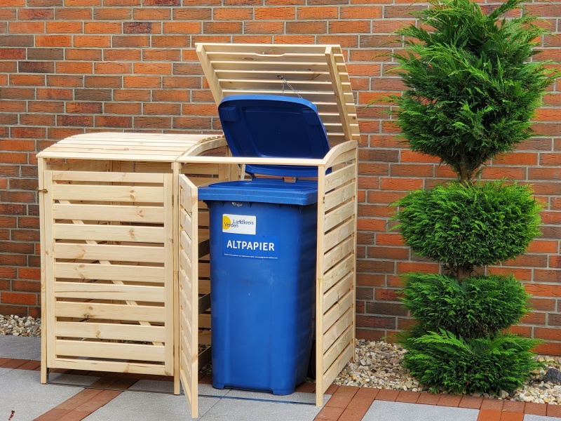 Promadino Mülltonnenbox Vario III für 2 Tonnen, natur, Lärche