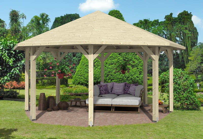 Skanholz_Pavillon_Nice_Groesse_350kjO1FPk2qhE Abgebildeter Fußboden, Gartenmöbel und Dekoration nicht im Lieferumfang enthalten.