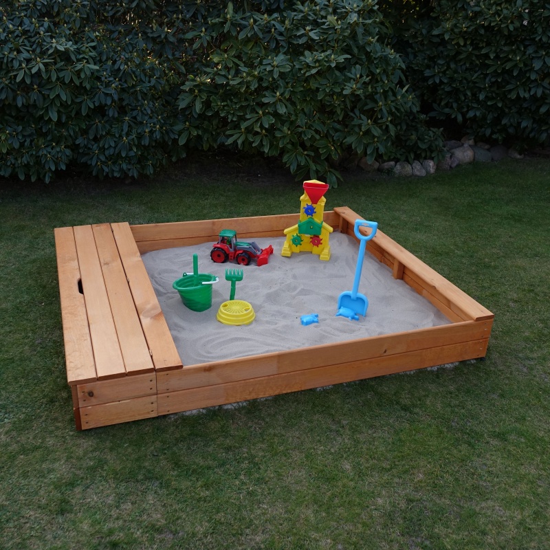 Promadino Sandkasten MULTI + Sitzbox, honigbraun