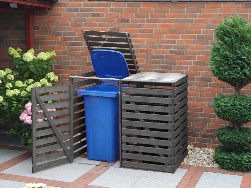 Promadino Mülltonnenbox Vario V für 2 Tonnen, anthrazit