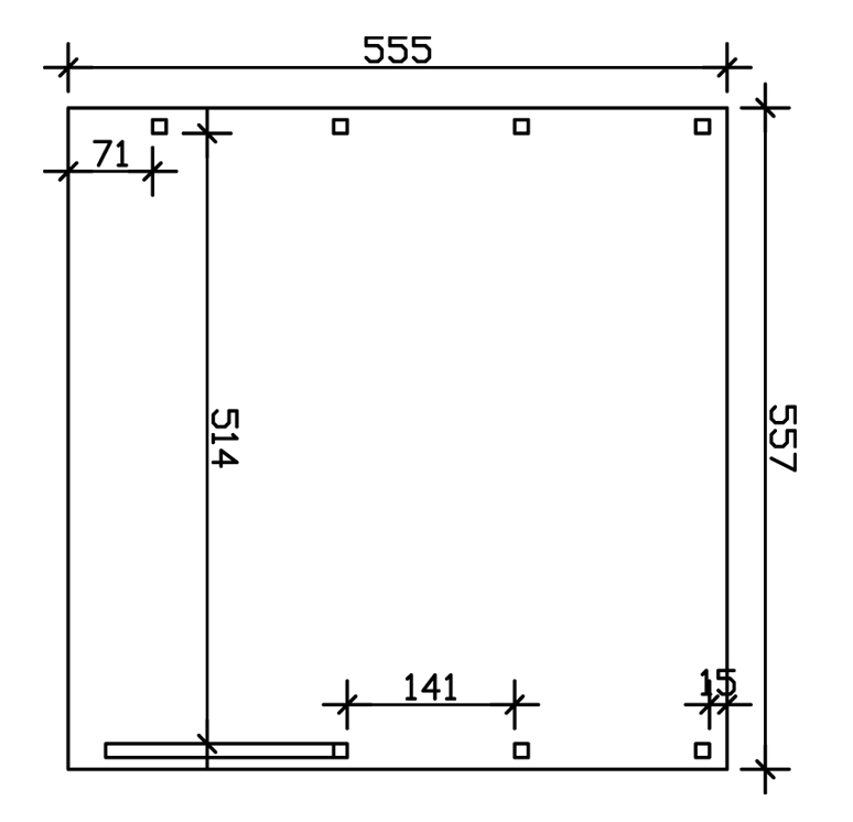 Skan Holz Flachdach-Carport Friesland 557 x 555 cm, Aluminium-Dachplatten, mit 1 Einfahrtsbogen