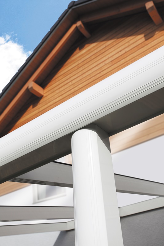Skan Holz Aluminium-Terrassenüberdachung Monza 434 x 257 cm, weiß, Verbund-Sicherheits-Glas