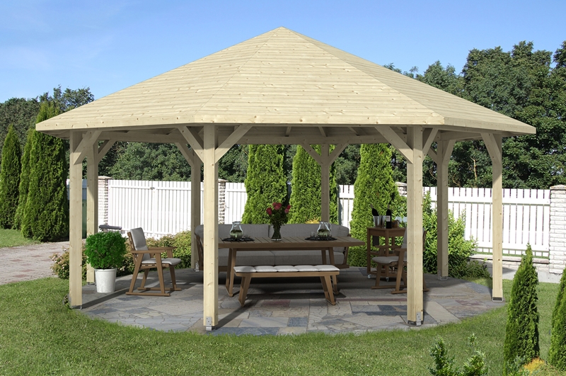 Skanholz_Pavillon_Nice_Groesse_4IM5One1iXmAcU Abgebildeter Fußboden, Gartenmöbel und Dekoration nicht im Lieferumfang enthalten.
