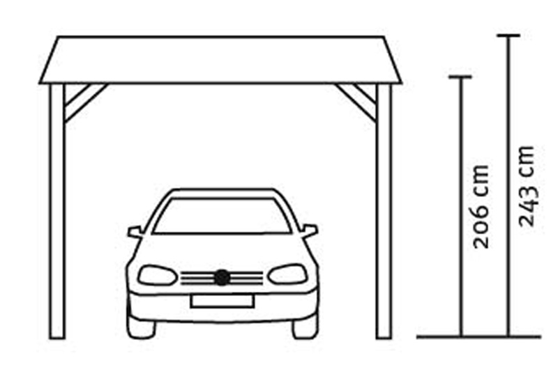 Skan Holz Walmdach-Carport Wendland, Leimholz, 362 x 628 cm, Aluminium-Dachplatten