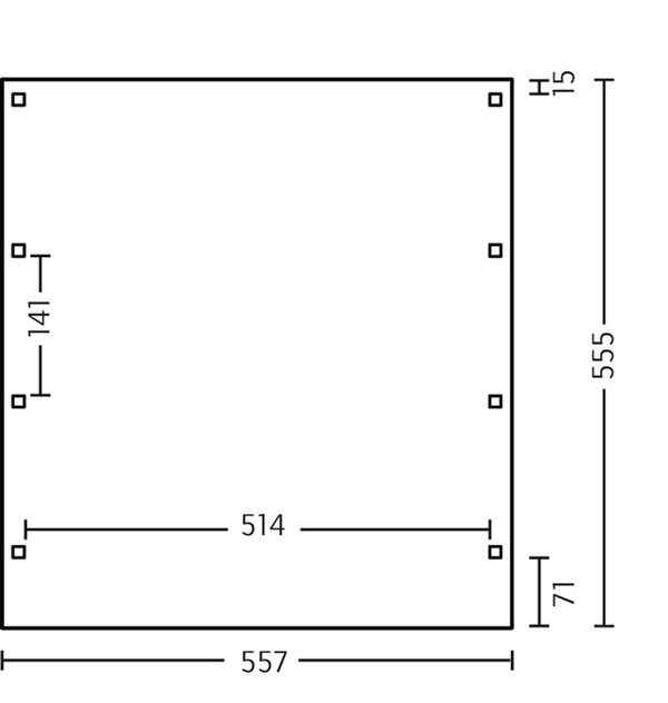 Skan Holz Flachdach-Carport Friesland 557 x 555 cm, imprägniert, Aluminium-Dachplatten