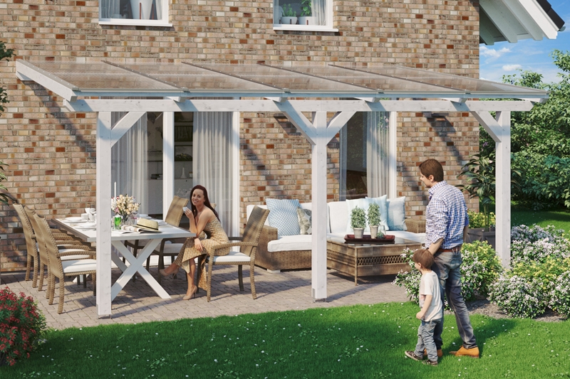 Abgebildete Gartenmöbel und Dekoration nicht im Lieferumfang enthalten.