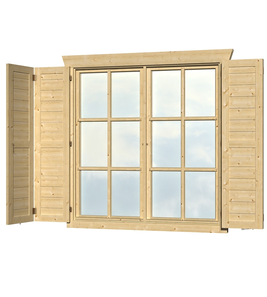 Skanholz_BBH-Zubehoer_Fensterlaeden_Doppelfenster_gross Abgebildete Fensterelemente nicht im Lieferumfang enthalten.