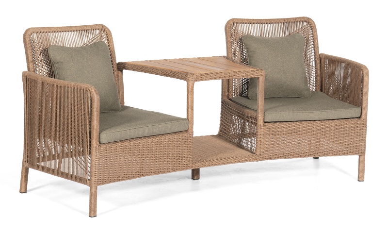 Sonnenpartner Duo-Lounge Luna, Aluminium / PE-Geflecht natural honey, inkl. Kissen