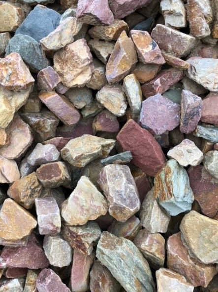 Gabionensteine / Bruchsteine Grauwacke, Körnung 60-120 mm, bunt-orange-grau-grün