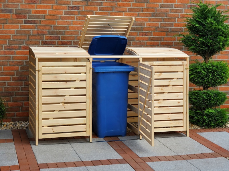 Promadino Mülltonnenbox Vario III für 3 Tonnen, natur, Lärche