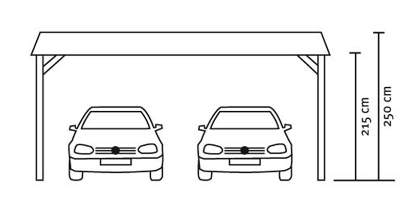 Skan Holz Walmdach-Carport Spreewald, Nadelholz, 585 x 893 cm, imprägniert, schwarze Blende