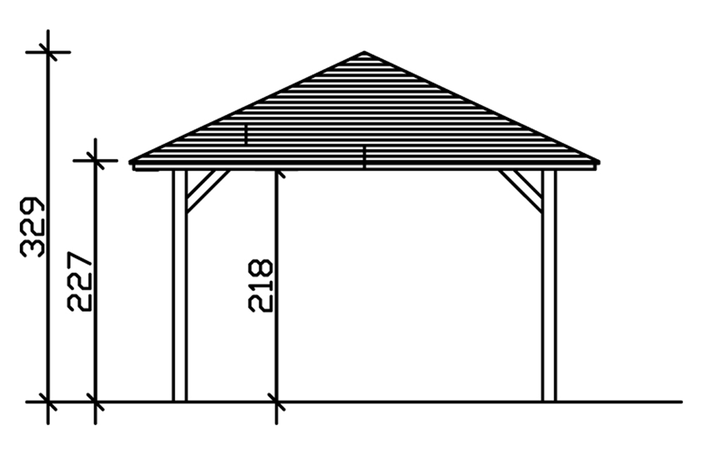 Skan Holz Zeltdach-Carport Taunus 439 x 786 cm, Leimholz