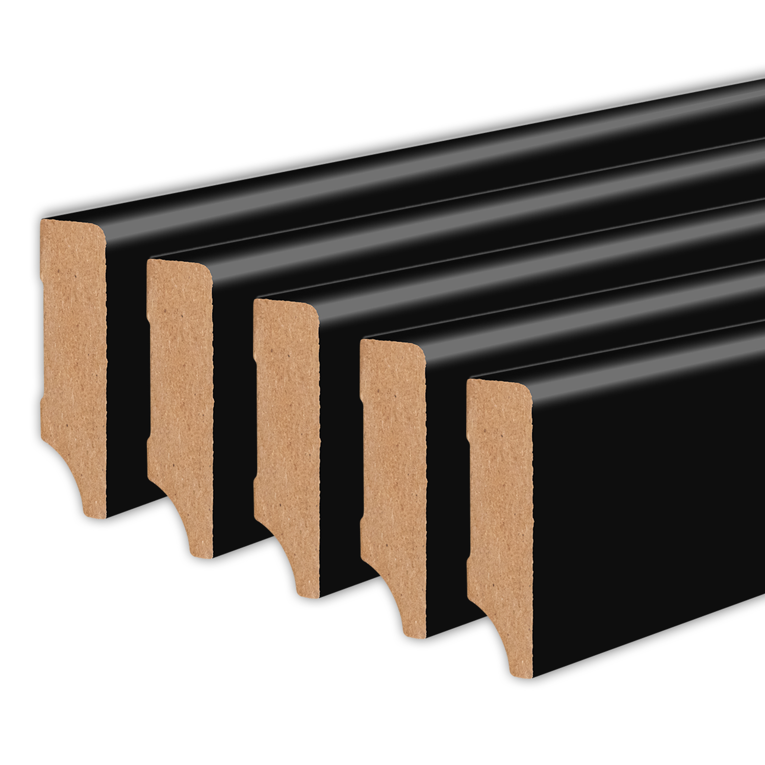 Sockelleiste MDF mit Weimarer Profil, schwarz, 16 x 58 x 2440 mm, Sörnsen Wood