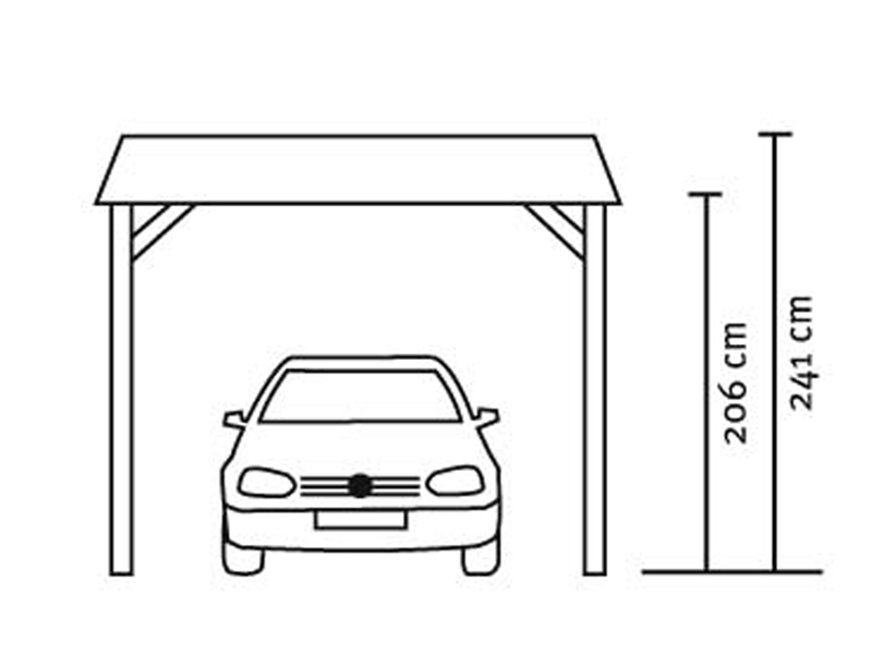 Skan Holz Walmdach-Carport Spreewald, Nadelholz, 345 x 893 cm, imprägniert, rote Blende