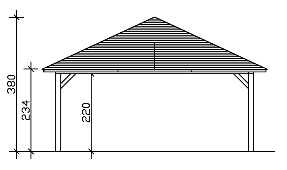 Skan Holz Zeltdach-Carport Taunus 634 x 634 cm, Leimholz