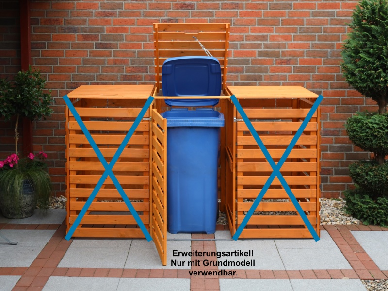 Promadino Erweiterungsbox für Mülltonnenbox Vario V, honigbraun