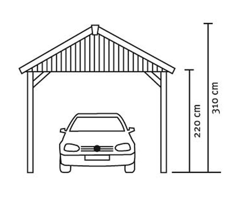 Skan Holz Fachwerk-Carport Schwarzwald, Konstruktionsvollholz, 424 x 600 cm, mit Dachlattung