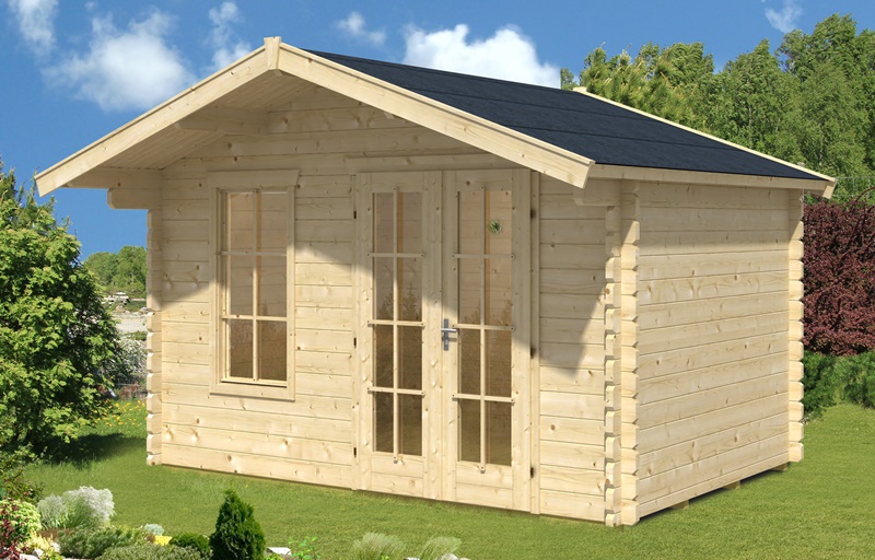 Skanholz_BBH_Langesund Skan Holz Gartenhaus Langesund 1, 340 x 250 cm, 45 mm, unbehandelt