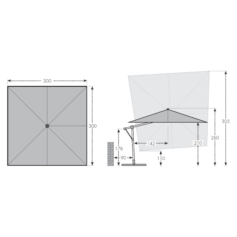 Sonnenschirm / Pendelschirm Doppler Expert 300 x 300 cm