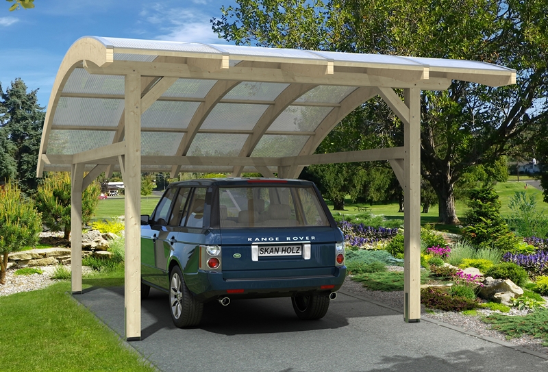 Skan Holz Runddach-Carport Schwaben, Leimholz, 434 x 630 cm