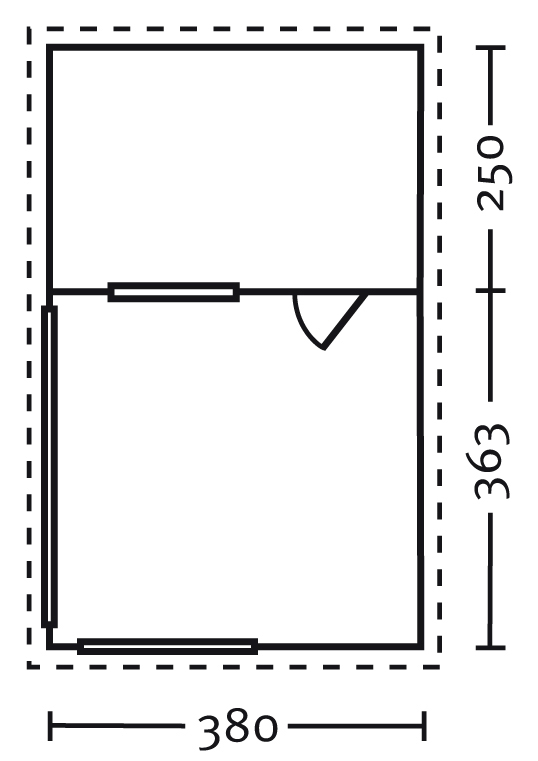 Skan Holz Gartenhaus Alicante 3, 380 x 613 cm, 28 mm, unbehandelt