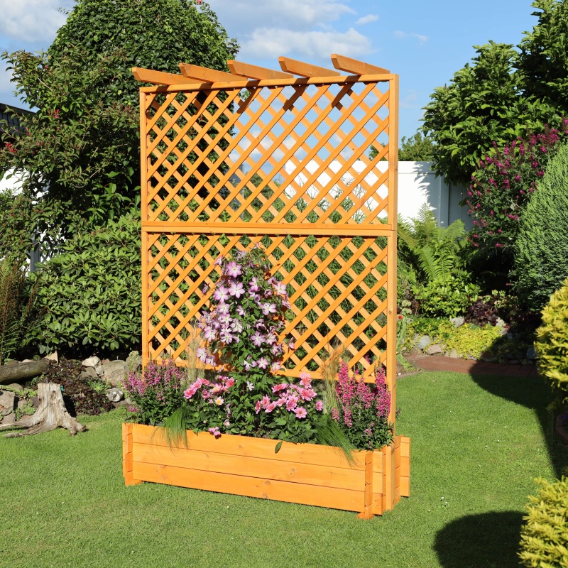 Promadino Rankkasten mit Pergola, 140 x 200 cm, honigbraun