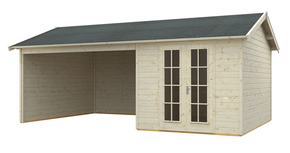 Skanholz_BBH_Tilburg Skan Holz Gartenhaus Tilburg, 613 x 380 cm, 28 mm, unbehandelt