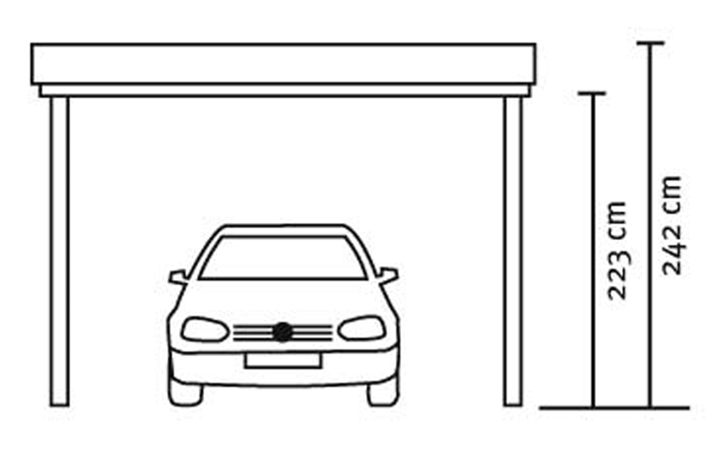 Skan Holz Flachdach-Carport Emsland, Leimholz, 404 x 846 cm, Aluminium-Dachplatten