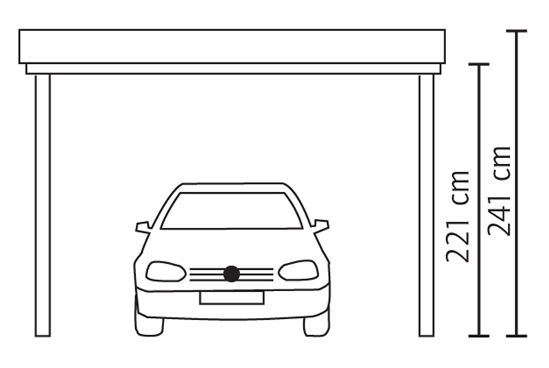 Skan Holz Flachdach-Carport Friesland 397 x 708 cm, imprägniert, Aluminium-Dachplatten