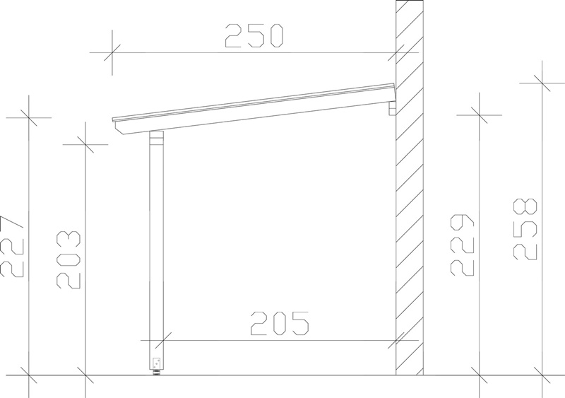 Skanholz_Terrassenueberdachung_Andria_250_Seitenansicht