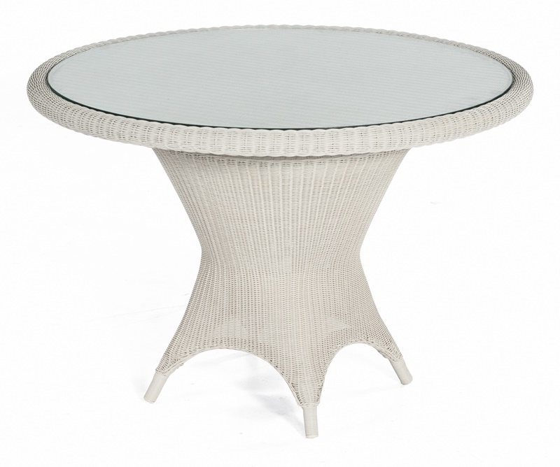 Sonnenpartner Tisch Bonaire, Aluminium / Kunststoffgeflecht white-washed in Loomoptik, Ø 110 cm