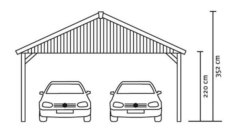 Skan Holz Fachwerk-Carport Schwarzwald, Konstruktionsvollholz, 684 x 600 cm, mit Dachlattung