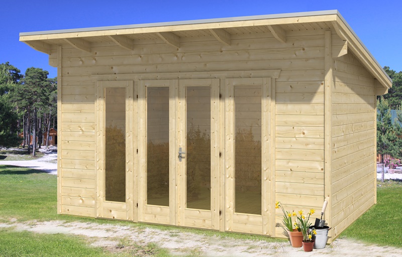 Skan Holz Gartenhaus Ostende 2, 400 x 300 cm, 28 mm, unbehandelt