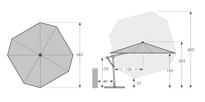 Sonnenschirm / Pendelschirm Doppler Protect Pendel 400P, Ø 400 cm