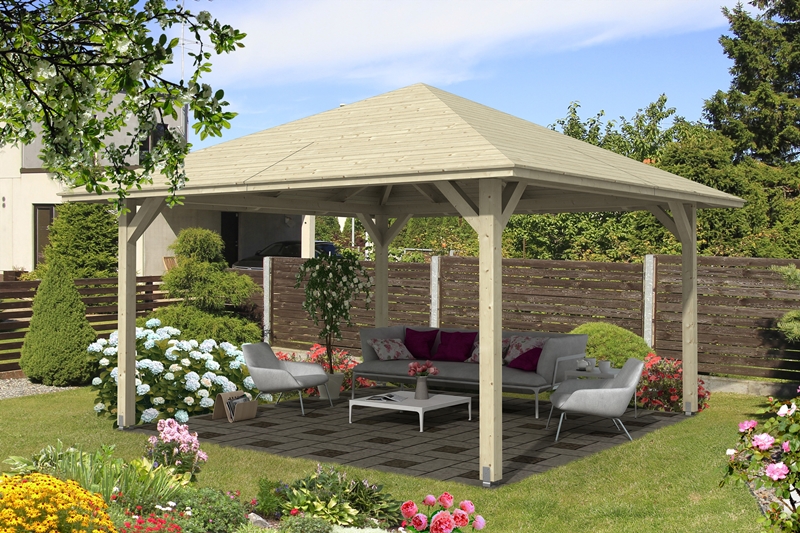 Skanholz_Pavillon_Cannes_Groesse_399kfh4ucsHBhi Abgebildeter Fußboden, Gartenmöbel und Dekoration nicht im Lieferumfang enthalten.