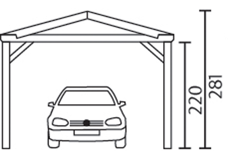 Skan Holz Satteldach-Carport Westerwald, Leimholz, 362 x 648 cm, gerade Kopfbänder