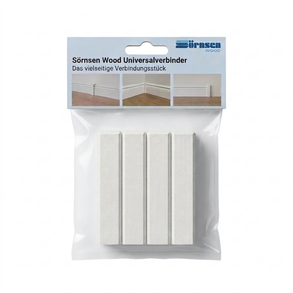 4x Universalverbinder, weiß, 18 x 18 x 85 mm, Sörnsen Wood