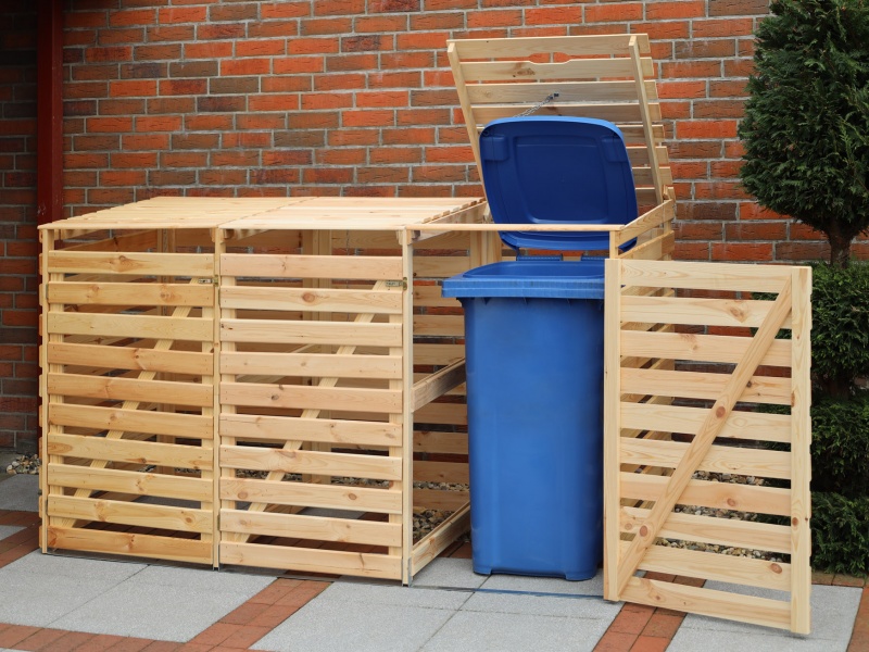 Promadino Mülltonnenbox Vario V für 3 Tonnen, natur